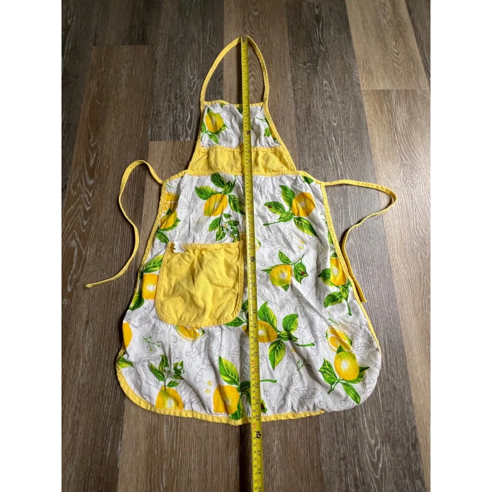 Lemon Print Apron Womens One Size‎ Yellow Excellent Mediterranean Style